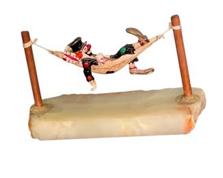 049 Clown in Hammock Figurine on Onyx Base