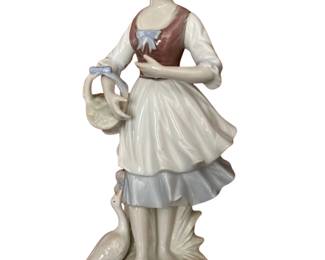 092 LladrStyle Porcelain Girl with Geese Figurine