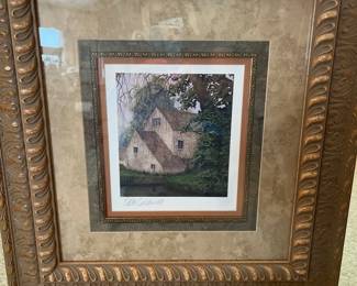 017 Caldwell Signed Framed Print Stone Cottage Landscape