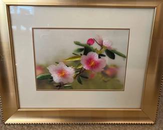 020 Framed Silk Embroidery Cherry Blossom Art
