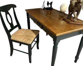 138 Black Oak Writing Desk with Napoleon Chair