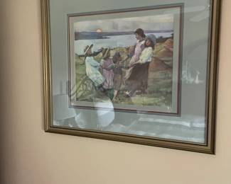 168 Framed Print of Children Playing by the Sea VictorianEdwardian Style
