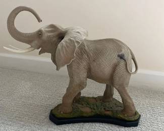 131 African Elephant Resin Figurine on Wood Base
