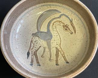 114 Studio Pottery Bowl with Giraffe Motif