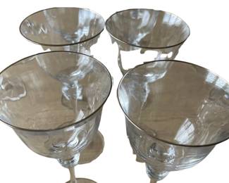 056 Crystal Wine Glasses with Gold Rim Set