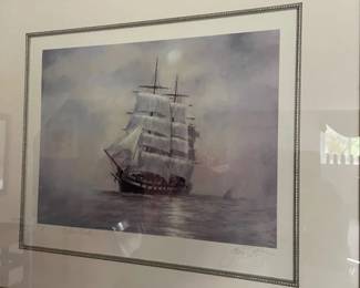 109 Framed Tall Ship Sailing Vessel Signed Print