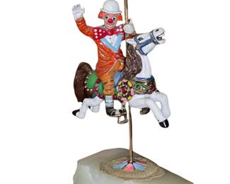 050 Clown on Carousel Horse Figurine with Onyx Base