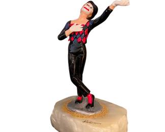 061 Harlequin Mime Dancer Figurine on Stone Base