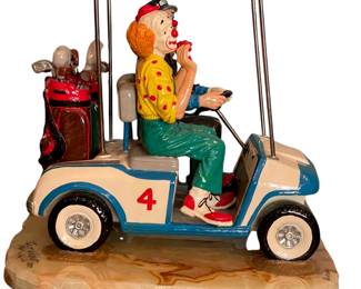 059 Emmett Kelly Jr Clown Golf Cart Figurine