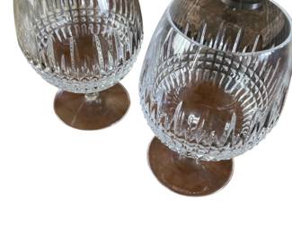 032 Waterford Crystal Cut Glass Brandy Snifters Pair