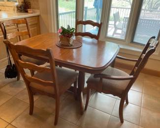 158 Oak LadderBack Kitchen Dining Table 4 Chairs Set