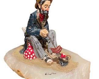 073 Ron Lee Hobo Clown Figurine on Onyx Base