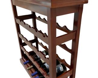 058 Cherry Wood Wine Rack with Brass Handle Tray