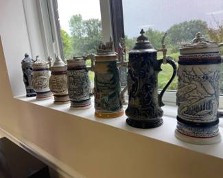119 Collection of Decorative Beer Steins with Lids