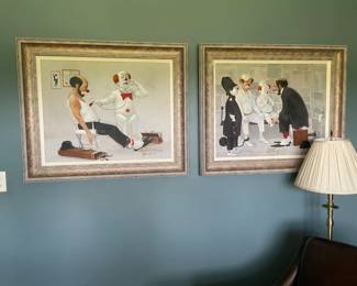 167 Pair of Framed Clown Oil Paintings