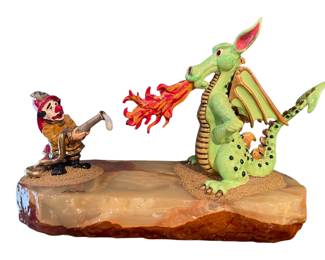 065 Ron Lee Clown Firefighter vs Dragon Sculpture
