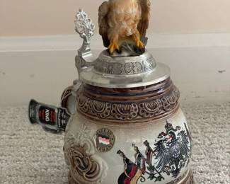 123 German Beer Stein with Bald Eagle Lid