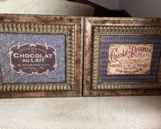 018 Set of French Chocolat Vintage Advertising Framed Prints Pair