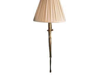 080 Brass Torchiere Floor Lamp with Pleated Shade