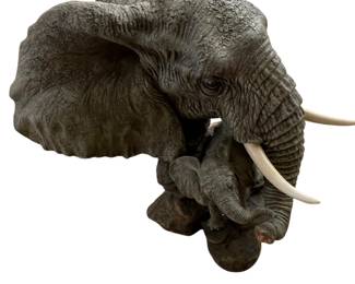 025 African Elephant Mother Calf Sculpture