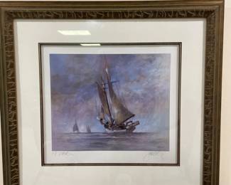 111 Signed Framed Nautical Sailing Ship Print