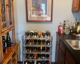 156 Large Metal Wire Wine Rack with Assorted Wine Spirit Bottles