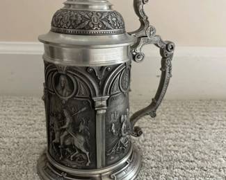 128 German Pewter Beer Stein Drer Knight Death Devil