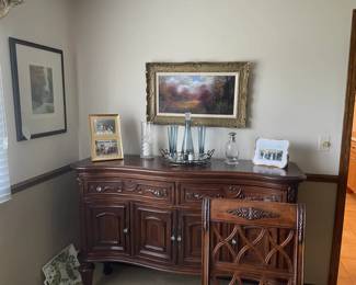 160 Ornate Carved Dark Walnut BuffetSideboard