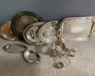 107 Silver Plate Serving Trays and Accessories Collection