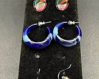 Vibrant Colored Earring Lot Featuring A Vintage Pair Of Roman Cloisonné Enamel Dangle Earrings