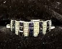 14K White Gold Blue Sapphire And Diamond Ring