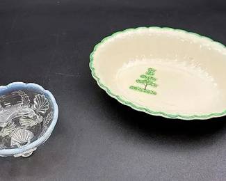 Vintage Glassware Featuring An Opalescent Footed Berry Bowl