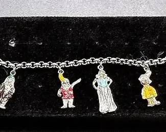 Vintage Silver-toned Snow White And The  Seven Dwarfs Charm Bracelet 