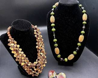 Nature-toned Necklaces And Hand-crafted Clip-on Earrings
