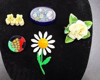 Floral Brooch And Pin Lot