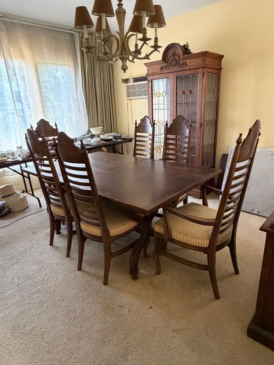 Dining room table and six chairs
