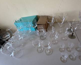 Tiffany and miscellaneous crystal bar glasses