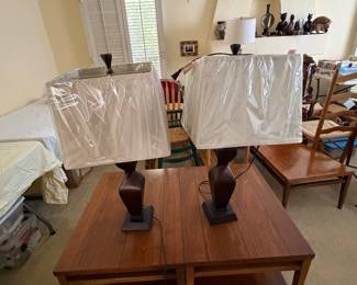 Mid-century modern wood lamps