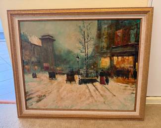 Vintage Colbert street scene oil painting
