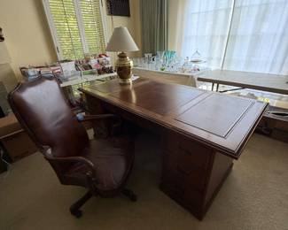 Large traditional vintage wood executive desk