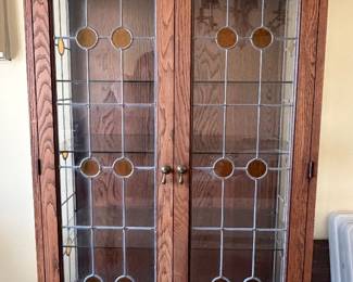 China cabinet with stained glass doors