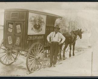 Charles Denby Cigar Wagon Real Photo Postcard