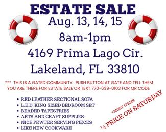 ESTATE SALE Facebook Post