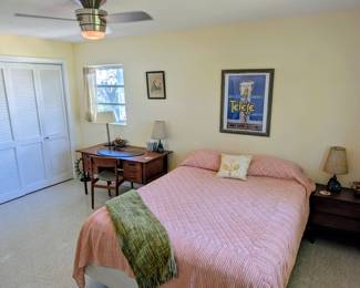 Bed, desk, night stand
