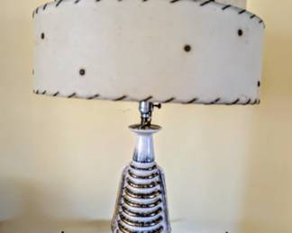 Two fiberglass shade ceramic lamps