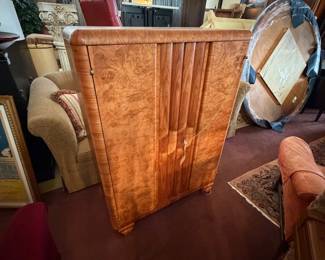 Art Deco burled wood cabinet