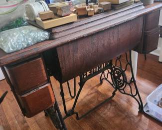 antique Singer sewing machine table $75 OBO, everything else free