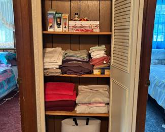Linen closet filled