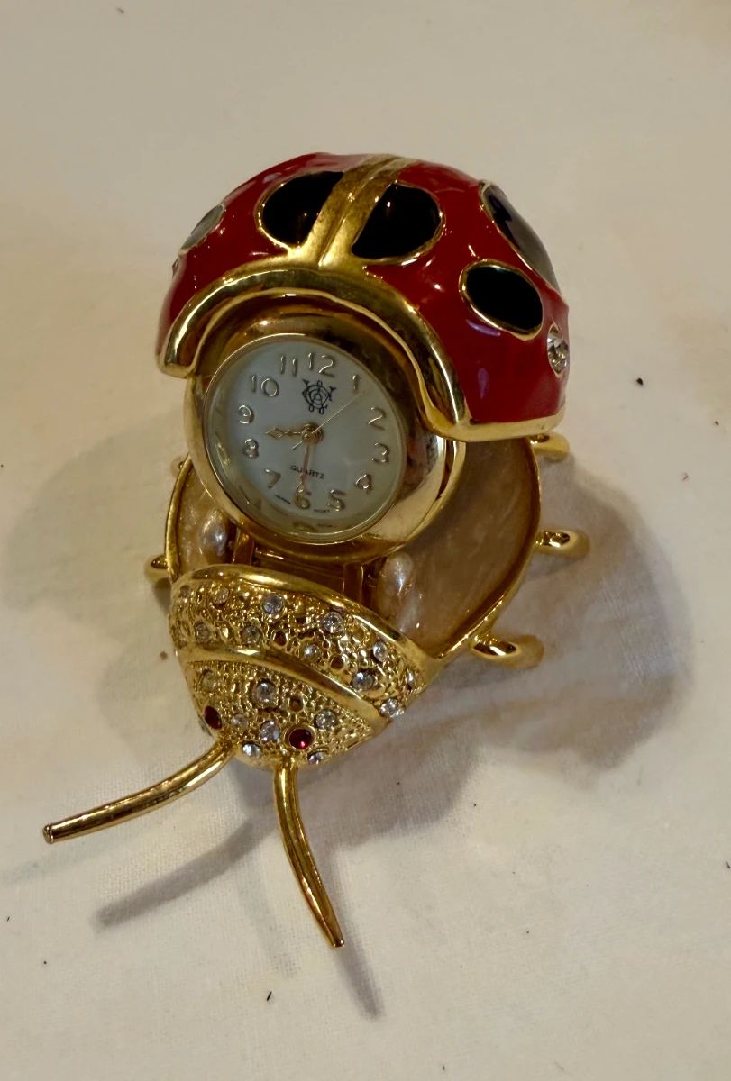 Miniature LadyBug Clock with clasp