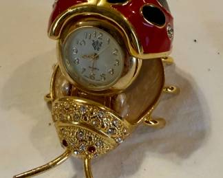 Miniature LadyBug Clock with clasp